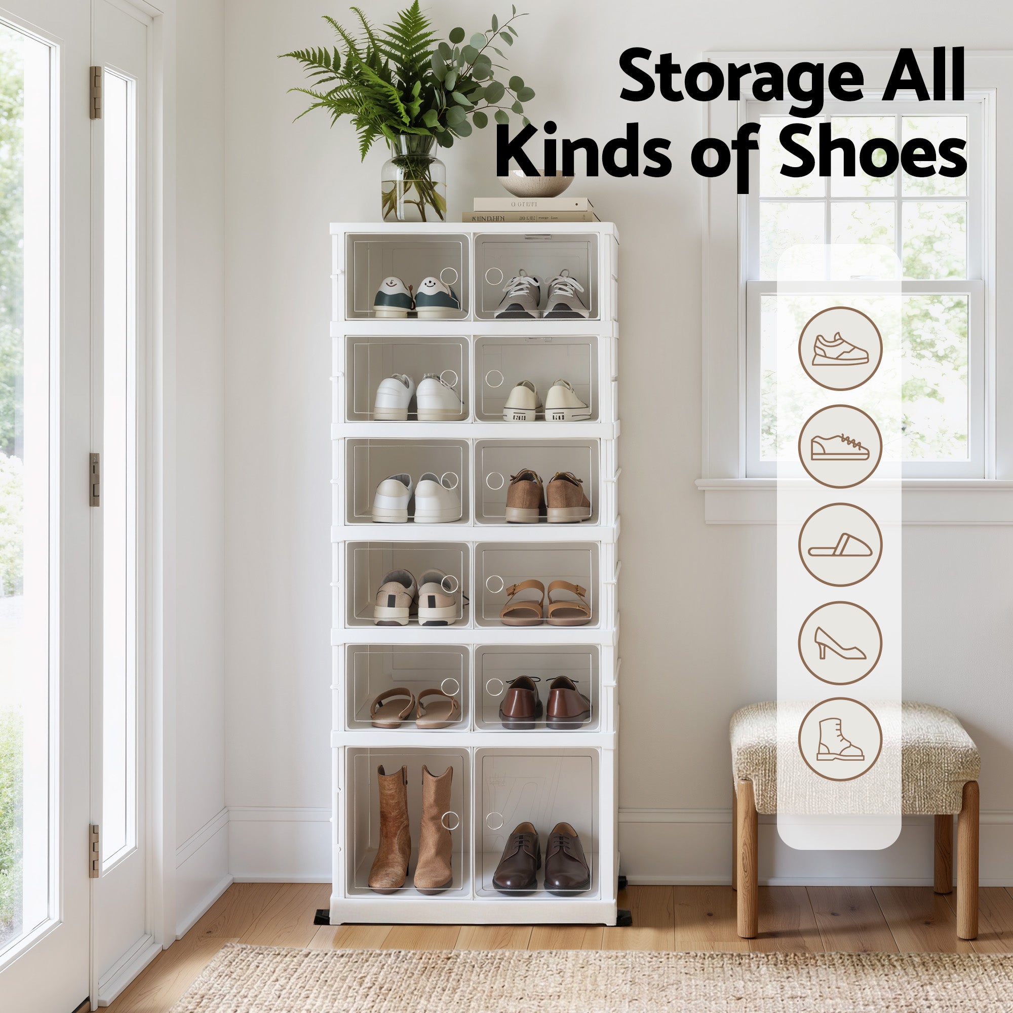 Artiss Foldable Shoe Storage Box 6 Tier 12 Pairs Entryway DIY-SHOE-FOLD02-WH