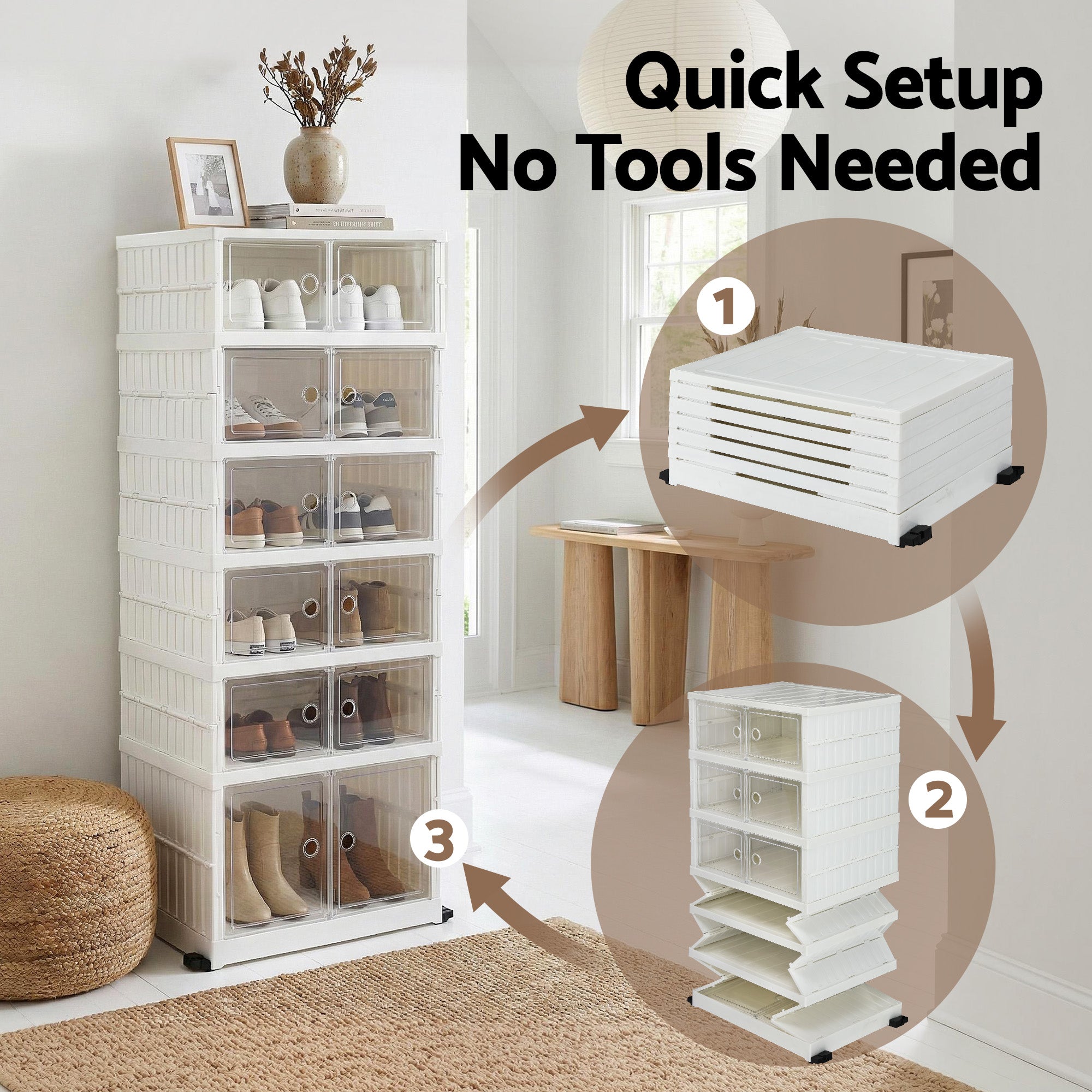 Artiss Foldable Shoe Storage Box 6 Tier 12 Pairs Entryway DIY-SHOE-FOLD02-WH