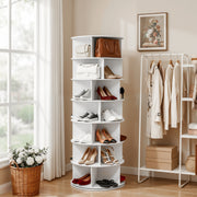 Artiss 7 Tier 360 degrees Rotating Shoe Rack Storage Display Shelf White DIY-SHOE-ROT01-WH