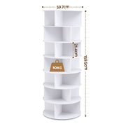 Artiss 7 Tier 360 degrees Rotating Shoe Rack Storage Display Shelf White DIY-SHOE-ROT01-WH