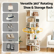 Artiss 7 Tier 360 degrees Rotating Shoe Rack Storage Display Shelf White DIY-SHOE-ROT01-WH