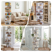 Artiss 7 Tier 360 degrees Rotating Shoe Rack Storage Display Shelf White DIY-SHOE-ROT01-WH