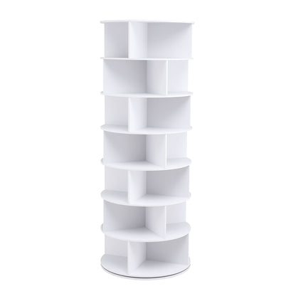 Artiss 7 Tier 360 degrees Rotating Shoe Rack Storage Display Shelf White DIY-SHOE-ROT01-WH