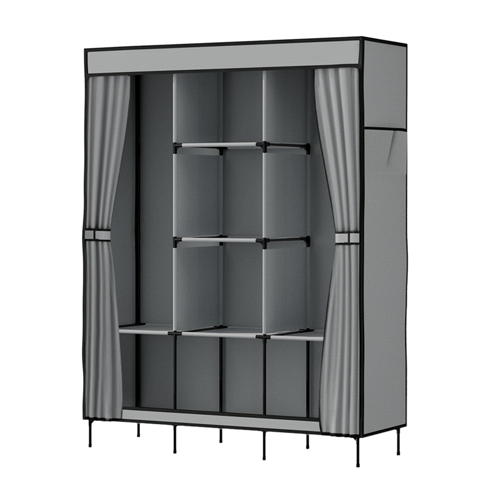 Artiss Large Portable Clothes Closet Wardrobe with Shelf Grey DIY-WR-175-GY