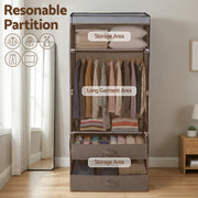 Artiss Large Portable Clothes Closet Wardrobe with Magnetic Door Grey DIY-WR01-160-GY