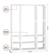 Artiss Large Portable Clothes Closet Wardrobe with Open Shelf White DIY-WR02-170-WH
