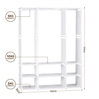 Artiss Large Portable Clothes Closet Wardrobe with Open Shelf White DIY-WR02-170-WH