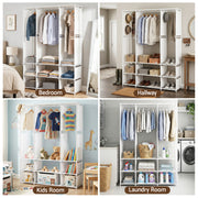 Artiss Large Portable Clothes Closet Wardrobe with Open Shelf White DIY-WR02-170-WH