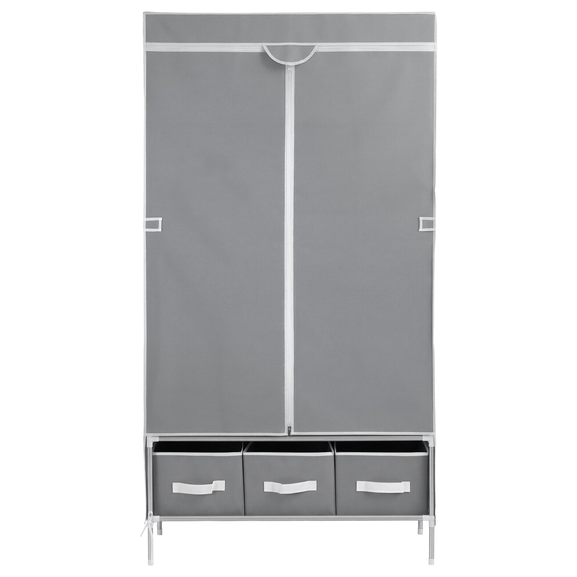 Artiss Large Portable Clothes Closet Wardrobe with Tiebacks Grey DIY-WR03-170-GY