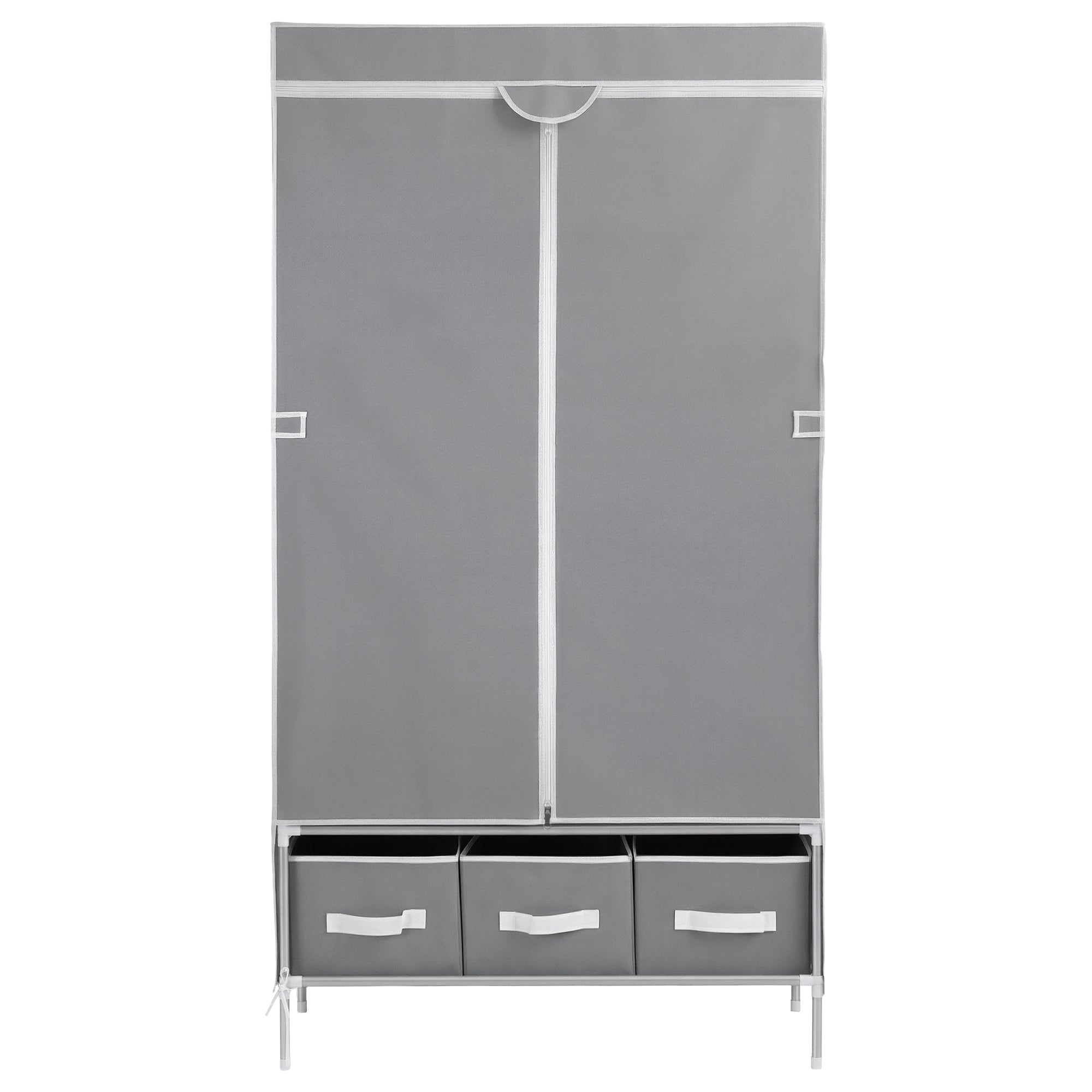 Artiss Large Portable Clothes Closet Wardrobe with Tiebacks Grey DIY-WR03-170-GY