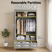 Artiss Large Portable Clothes Closet Wardrobe with Tiebacks Grey DIY-WR03-170-GY