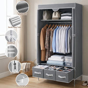 Artiss Large Portable Clothes Closet Wardrobe with Tiebacks Grey DIY-WR03-170-GY