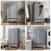 Artiss Large Portable Clothes Closet Wardrobe with Tiebacks Grey DIY-WR03-170-GY