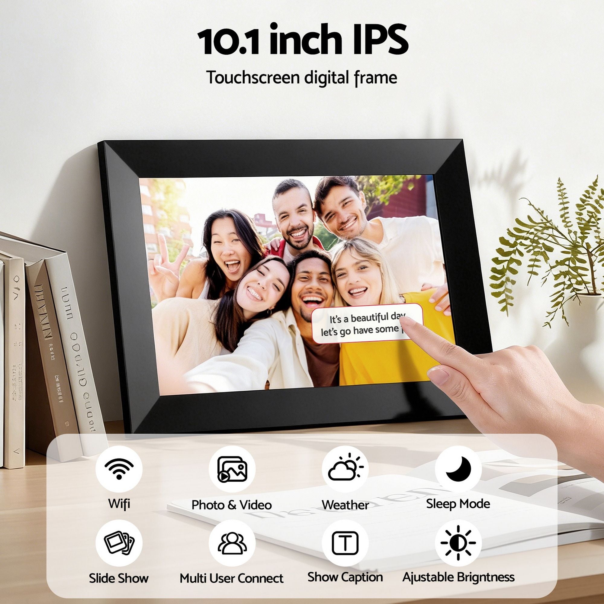 Artiss Digital Photo Frame 10.1 Inch WIFI Touch-Screen Picture Video Player 32G DPR-W1001-BK
