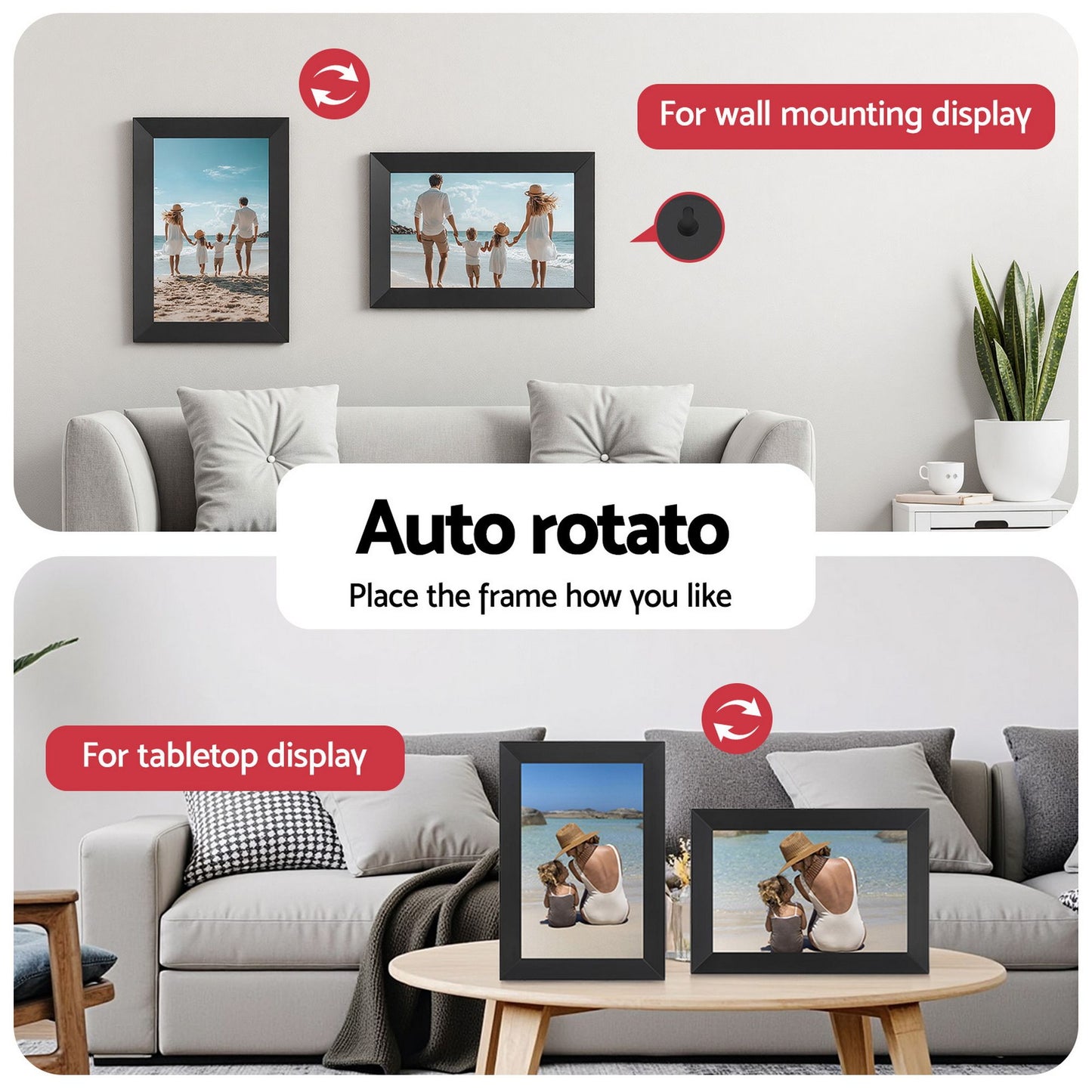 Artiss Digital Photo Frame 10.1 Inch WIFI Touch-Screen Picture Video Player 32G DPR-W1001-BK