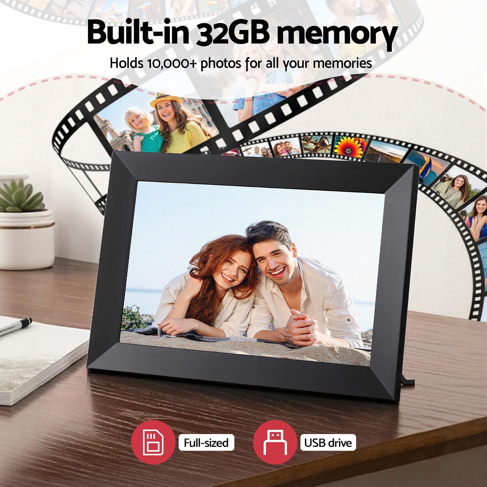 Artiss Digital Photo Frame 10.1 Inch WIFI Touch-Screen Picture Video Player 32G DPR-W1001-BK
