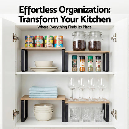 Cefito Kitchen Storage Shelves Rack Cupboard Cabinet Organiser Set of 2 DR-D-2SET-WD