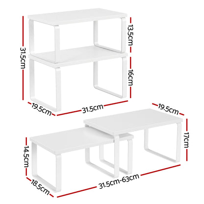 Cefito Kitchen Storage Shelves Rack Cupboard Cabinet Organiser Set of 2 DR-D-2SET-WH