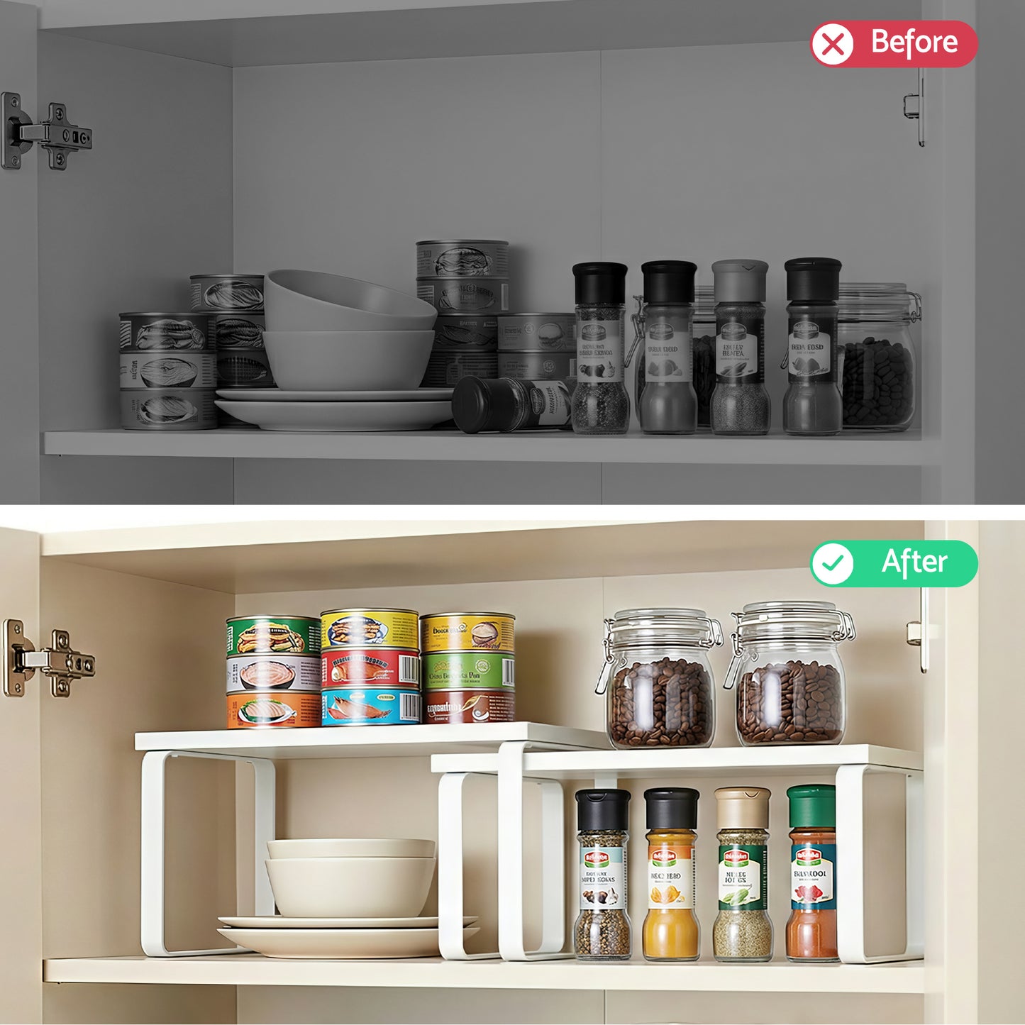 Cefito Kitchen Storage Shelves Rack Cupboard Cabinet Organiser Set of 2 DR-D-2SET-WH
