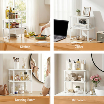 Cefito Kitchen Storage Shelves Rack Cupboard Cabinet Organiser Set of 2 DR-D-2SET-WH