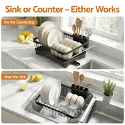 Cefito Dish Drying Rack for Kitchen Storage Organisation Kitchen Sink Organiser Dish Drainer DR-E-04-BK