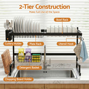 Cefito Dish Drying Rack for Kitchen Storage Organisation Kitchen Sink Organiser Dish Drainer DR-E-OVER-65-BK