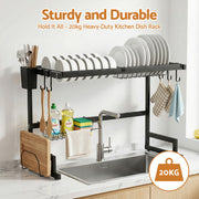 Cefito Dish Drying Rack for Kitchen Storage Organisation Kitchen Sink Organiser Dish Drainer DR-E-OVER-65-BK