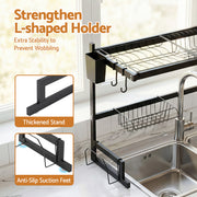 Cefito Dish Drying Rack for Kitchen Storage Organisation Kitchen Sink Organiser Dish Drainer DR-E-OVER-85-BK