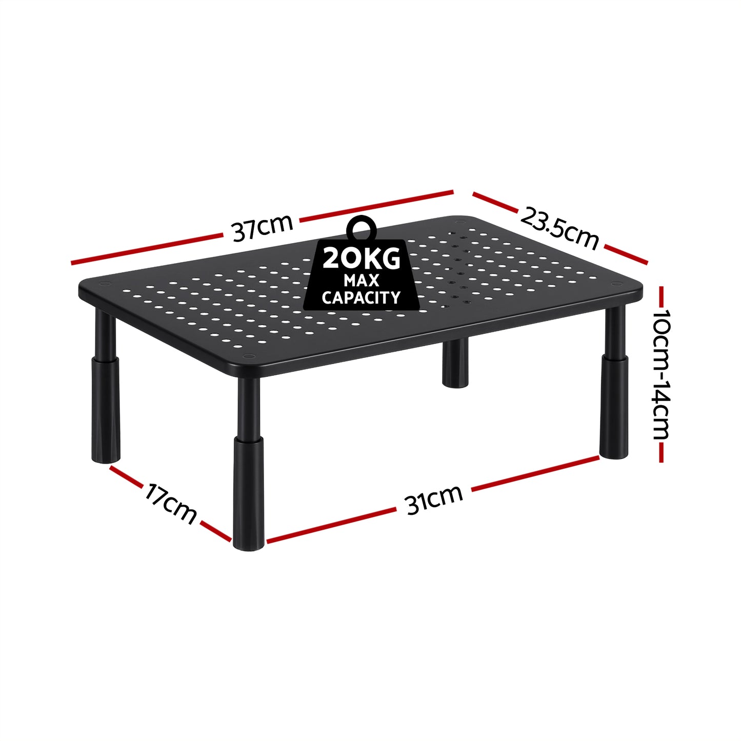 Artiss Monitor Stand Adjustable Riser For Computer Monitor And Laptop 3 Height Desk Organizer Black DR-STB-086