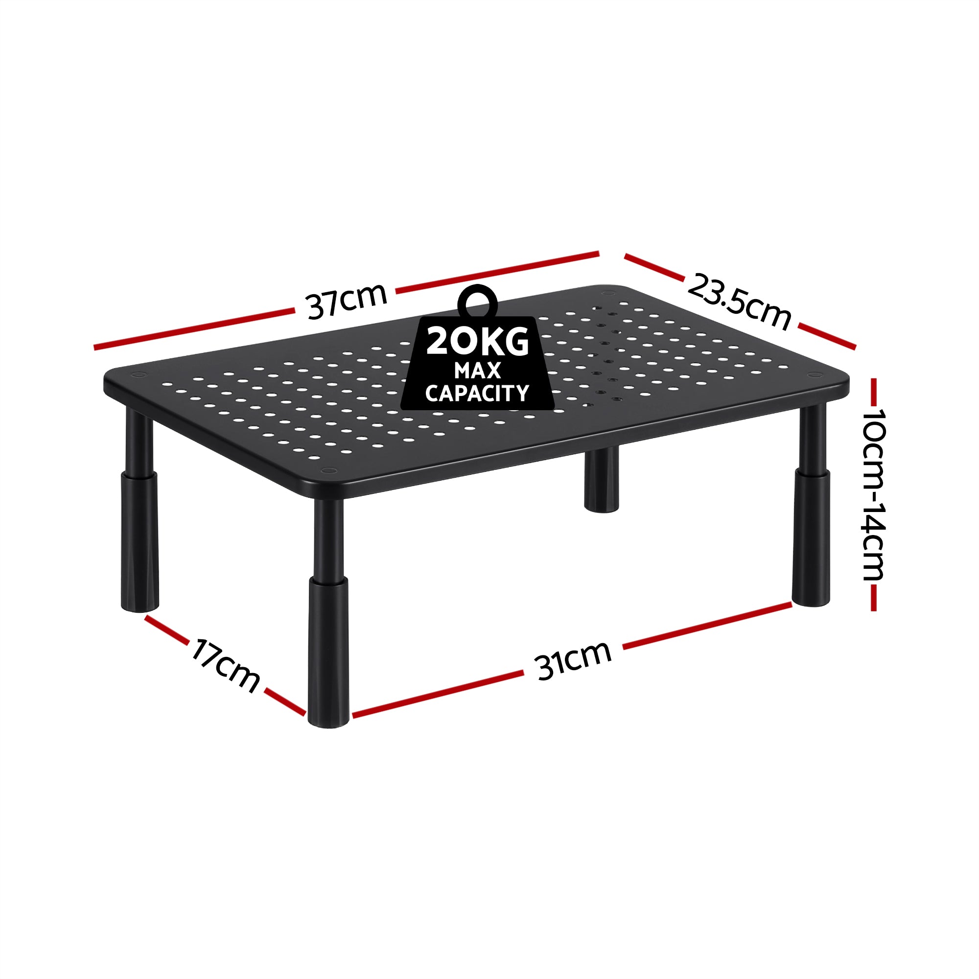 Artiss Monitor Stand Adjustable Riser For Computer Monitor And Laptop 3 Height Desk Organizer Black DR-STB-086