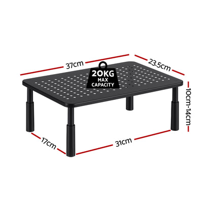 Artiss Monitor Stand Adjustable Riser For Computer Monitor And Laptop 3 Height Desk Organizer Black DR-STB-086