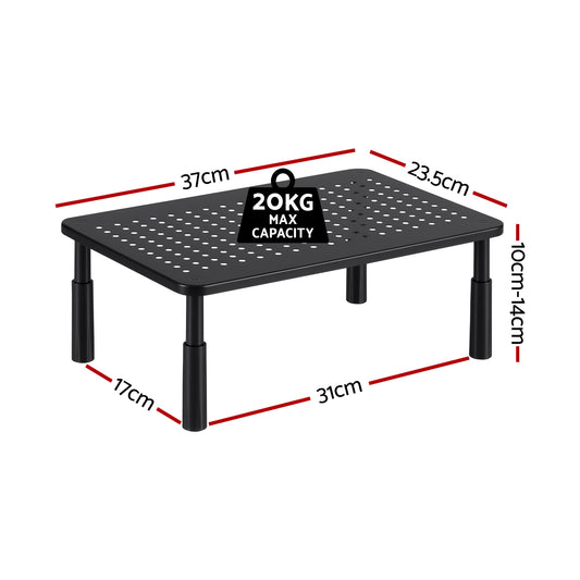 Artiss Monitor Stand Adjustable Riser For Computer Monitor And Laptop 3 Height Desk Organizer Black DR-STB-086