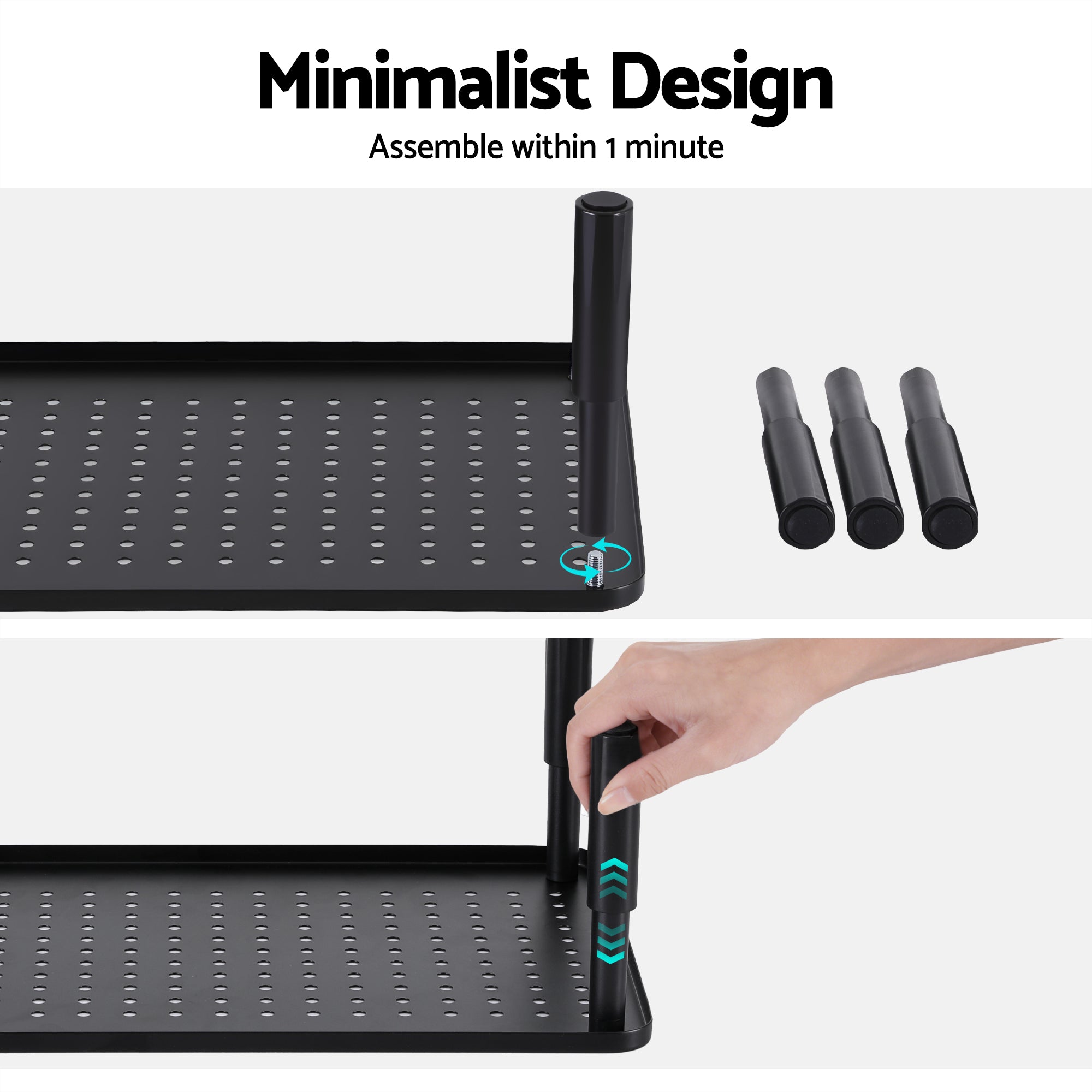 Artiss Monitor Stand Adjustable Riser For Computer Monitor And Laptop 3 Height Desk Organizer Black DR-STB-086