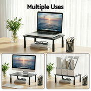 Artiss Monitor Stand Adjustable Riser For Computer Monitor And Laptop 3 Height Desk Organizer Black DR-STB-086