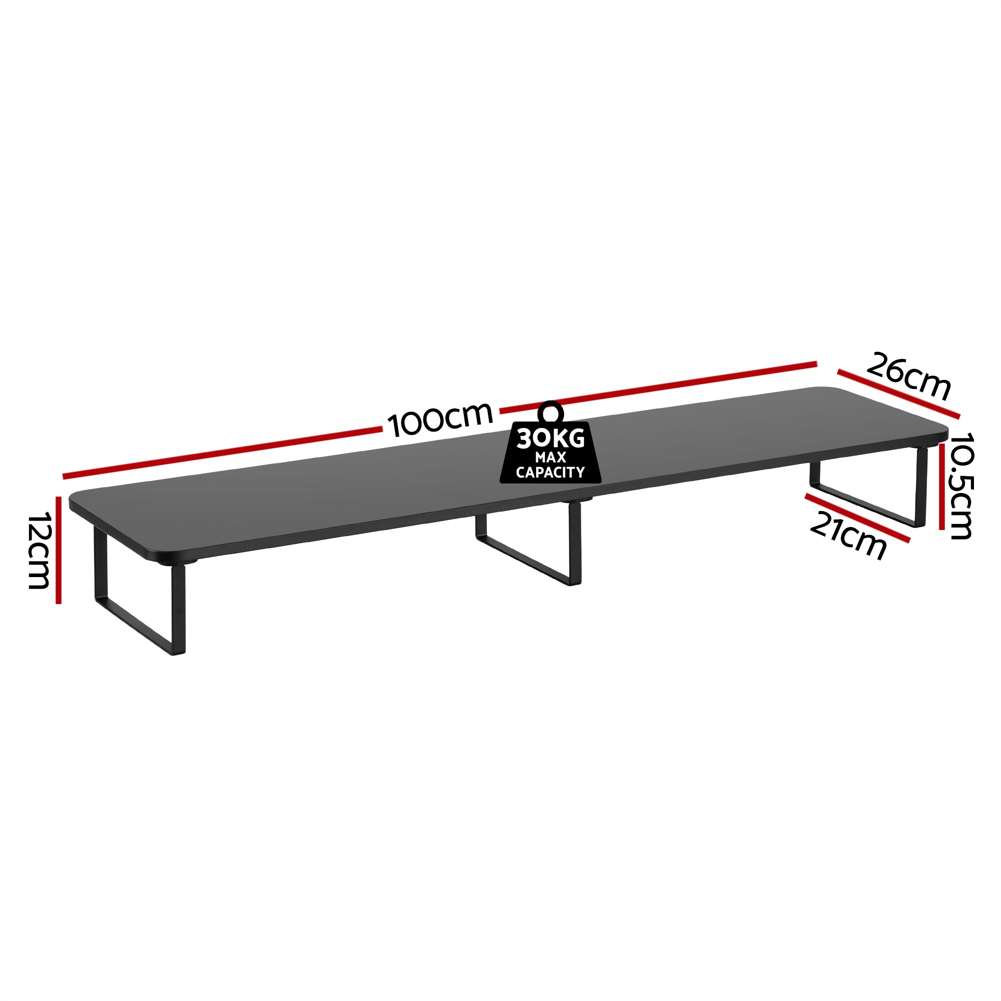 Artiss Dual Monitor Stand 100cm Riser Large Laptop Stand Desk Organiser Black DR-STB-111-03