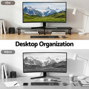 Artiss Dual Monitor Stand 100cm Riser Large Laptop Stand Desk Organiser Black DR-STB-111-03