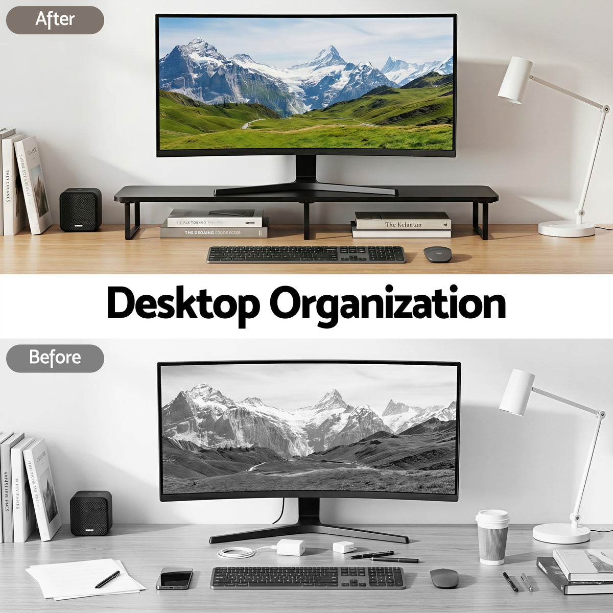 Artiss Dual Monitor Stand 100cm Riser Large Laptop Stand Desk Organiser Black DR-STB-111-03