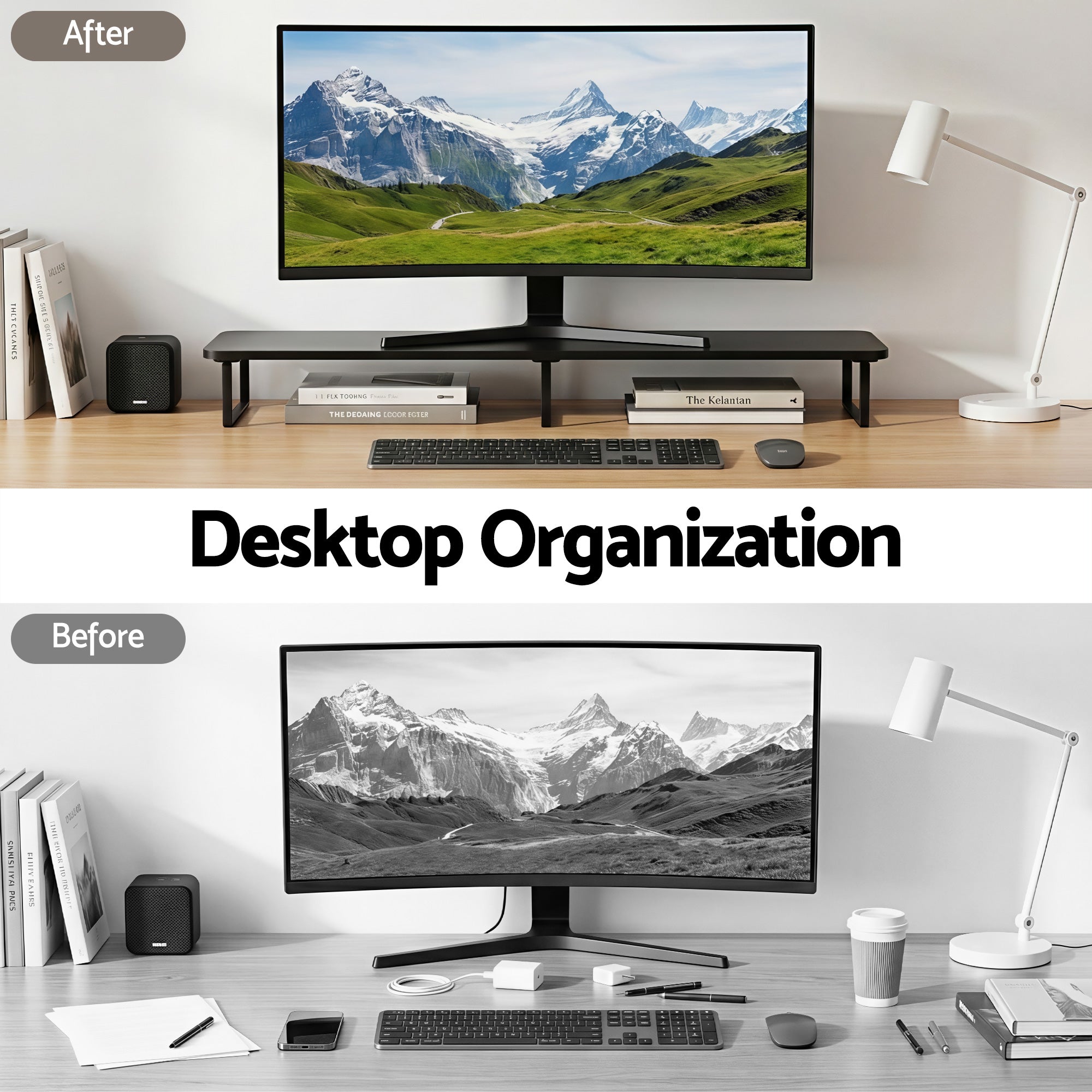 Artiss Dual Monitor Stand 100cm Riser Large Laptop Stand Desk Organiser Black DR-STB-111-03