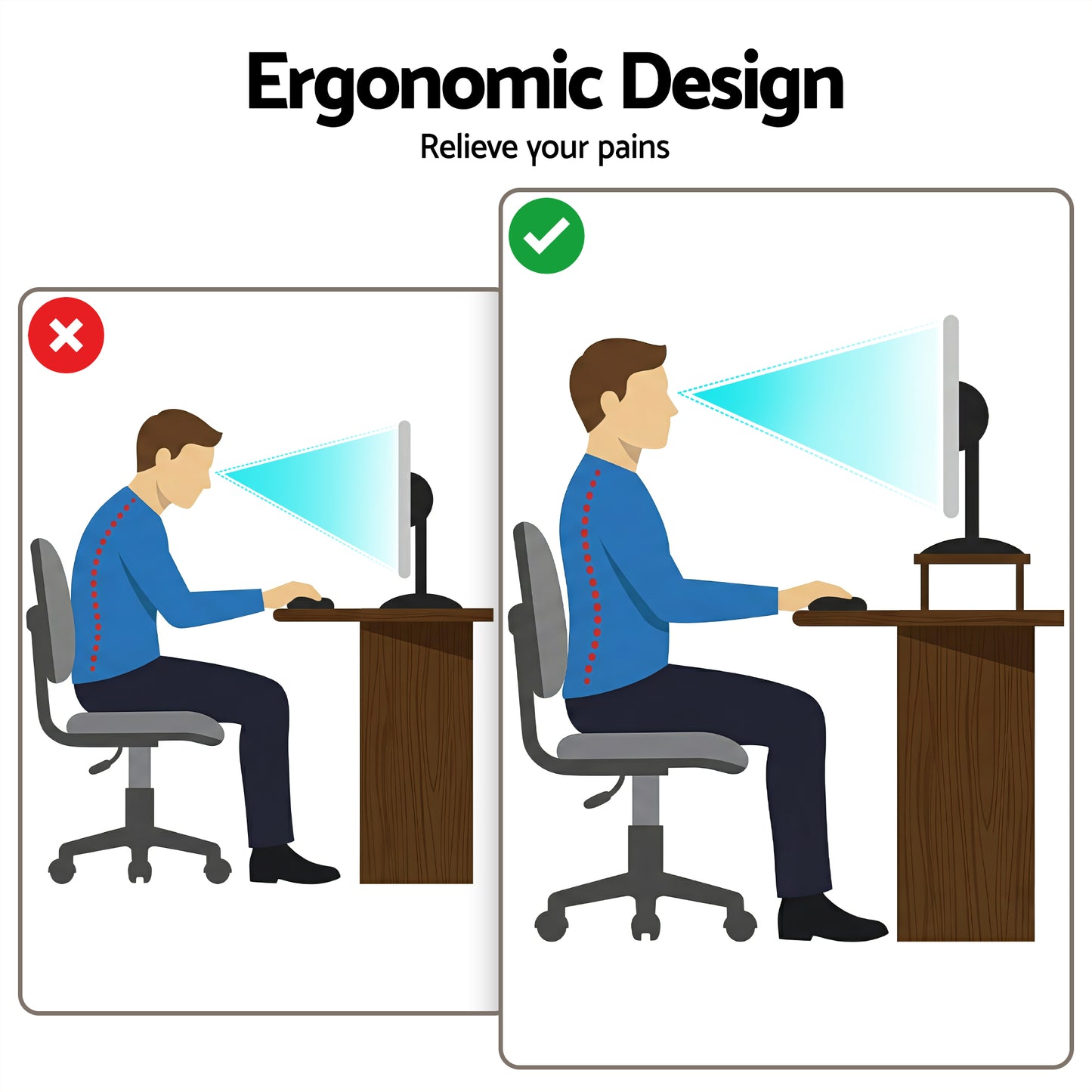 Artiss Dual Monitor Stand 100cm Riser Large Laptop Stand Desk Organiser Black DR-STB-111-03
