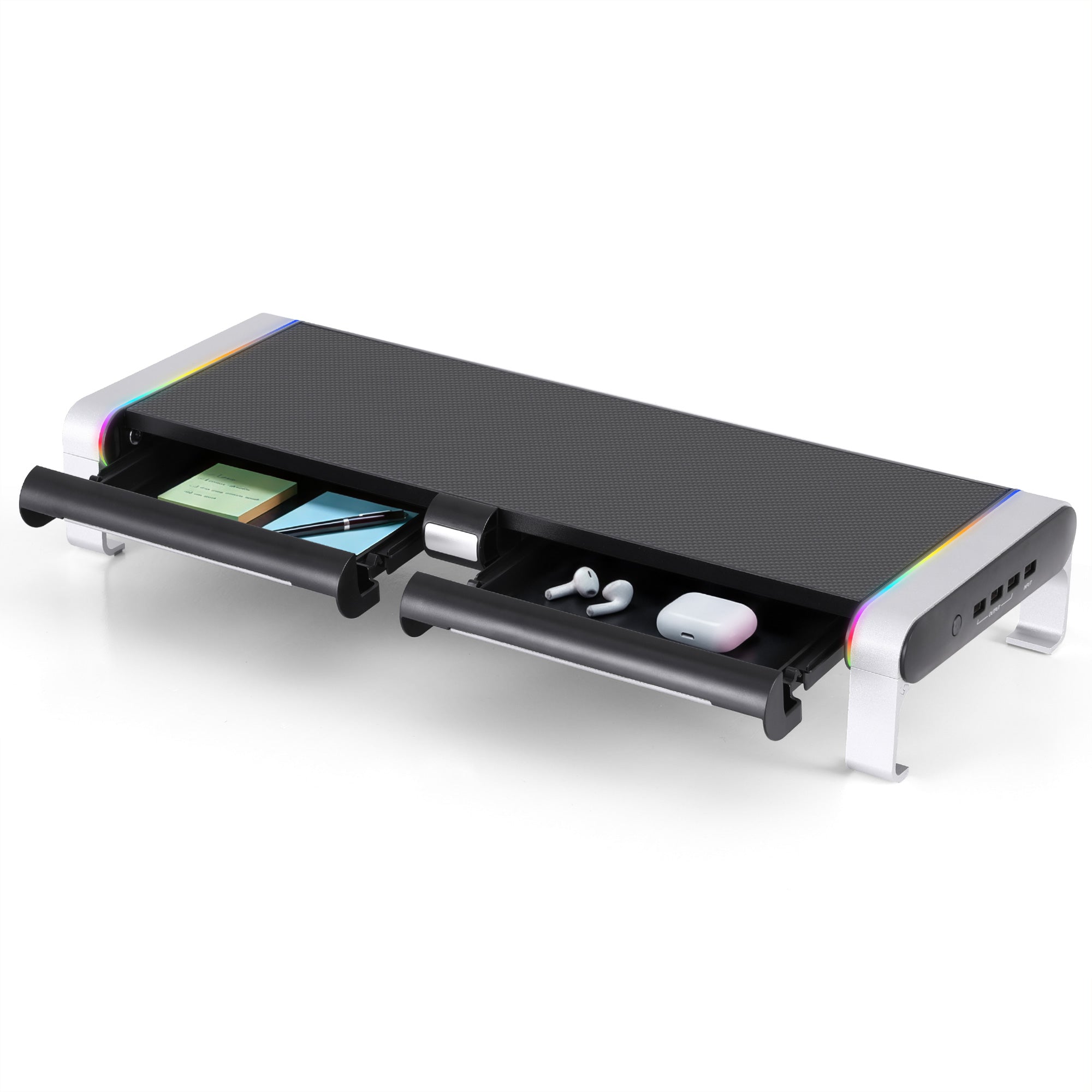 Artiss RGB Monitor Stand with USB Hub Desk Organiser Charging Stand Computer Stand Black DR-STB-171