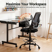 Artiss Drawing Table with Ergonomic Office Chair, Drafting Tables with Tempered Glass Desktop, Removable DRAW-DESK03-SI-RING-2003