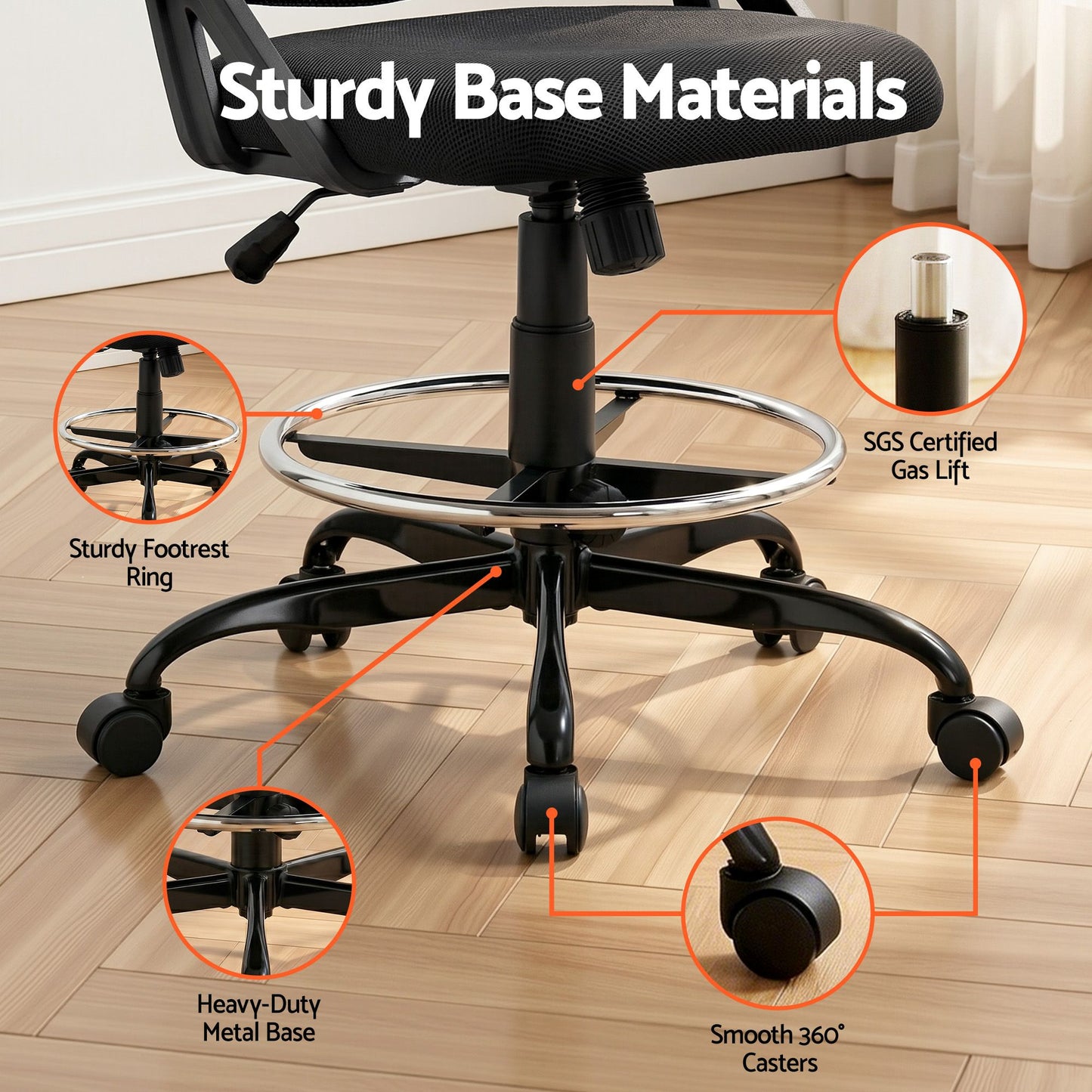 Artiss Drawing Table with Ergonomic Office Chair, Drafting Tables with Tempered Glass Desktop, Removable DRAW-DESK03-SI-RING-2003