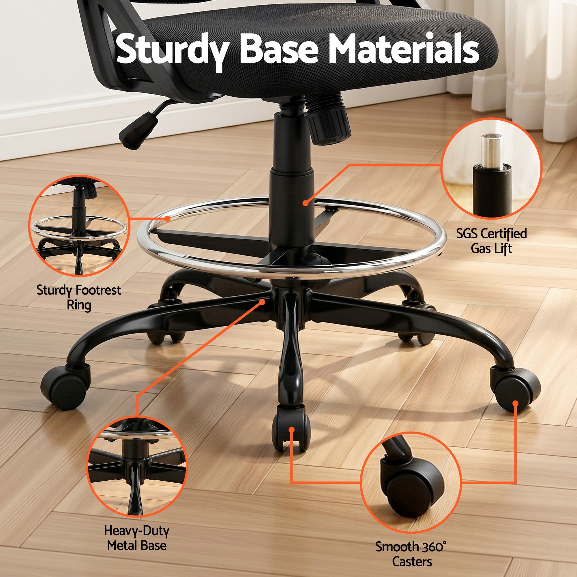 Artiss Drawing Table with Ergonomic Office Chair, Drafting Tables with Tempered Glass Desktop, Removable DRAW-DESK03-SI-RING-2003
