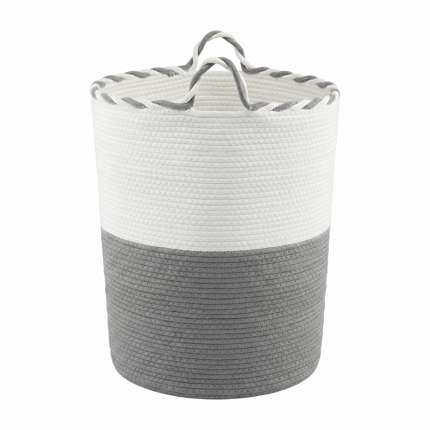 Artiss Woven Laundry Basket with handles Foldable White & Grey DRESS-D-BATH-GYWH