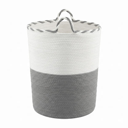Artiss Woven Laundry Basket with handles Foldable White & Grey DRESS-D-BATH-GYWH