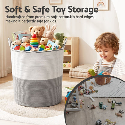 Artiss Woven Laundry Basket with handles Foldable White & Grey DRESS-D-BATH-GYWH