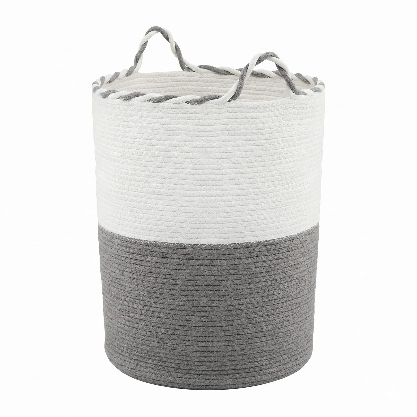Artiss Woven Laundry Basket with handles Foldable White & Grey DRESS-D-BATH-GYWH