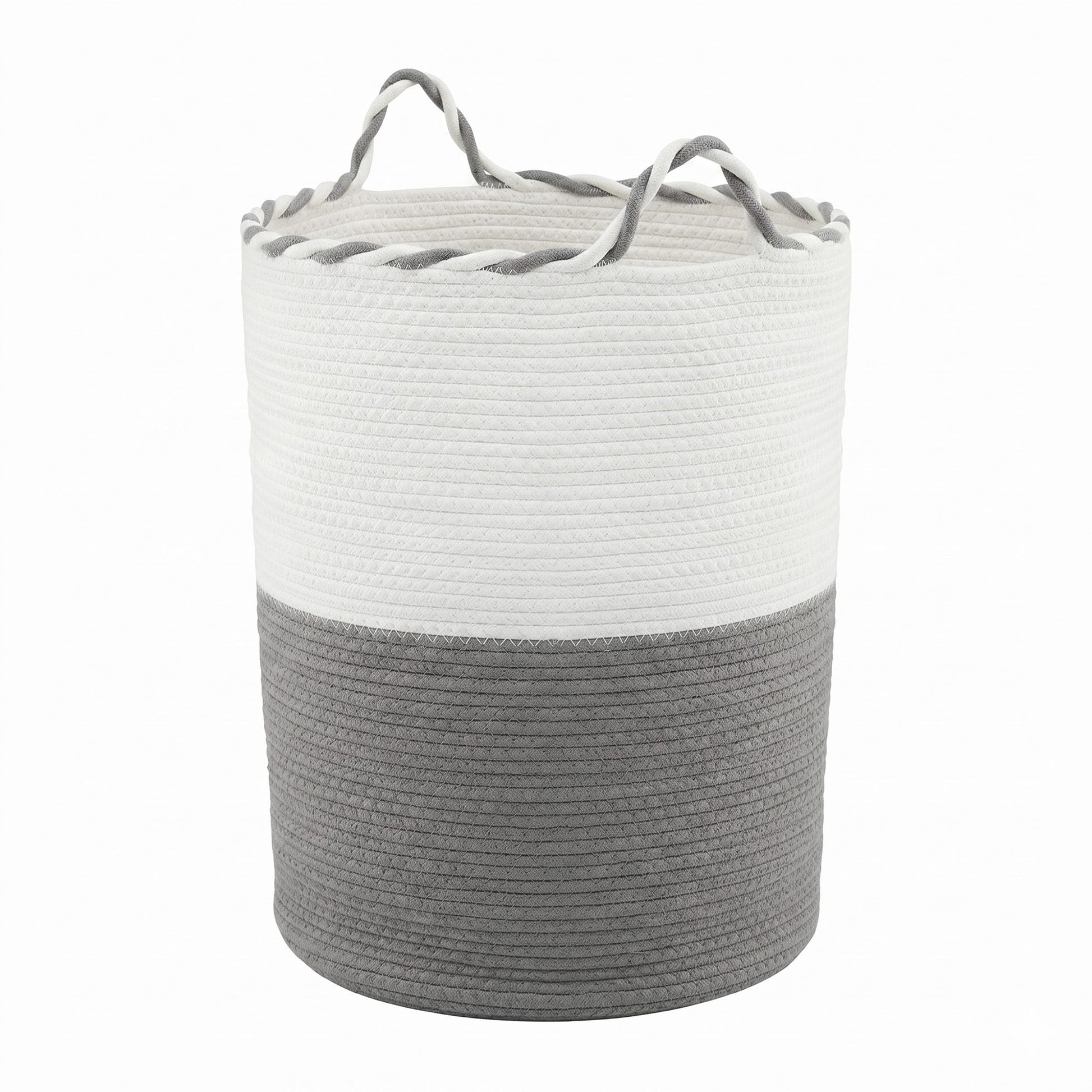 Artiss Woven Laundry Basket with handles Foldable White & Grey DRESS-D-BATH-GYWH