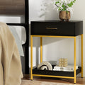 Artiss Bedside Table Drawers Side Table Shelf Storage Nightstand Black MASON DRESS-D-BS-1D1S-BK