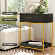 Artiss Bedside Table Drawers Side Table Shelf Storage Nightstand Black MASON DRESS-D-BS-1D1S-BK
